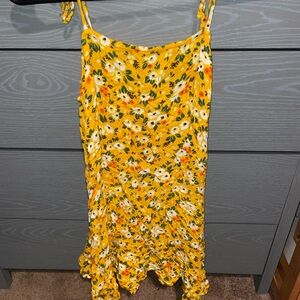 Yellow Floral Tie-Shoulder Camisole Dress